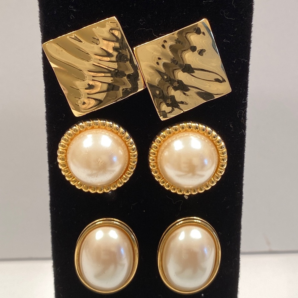Vtg. Gold Post Earrings Bundle
